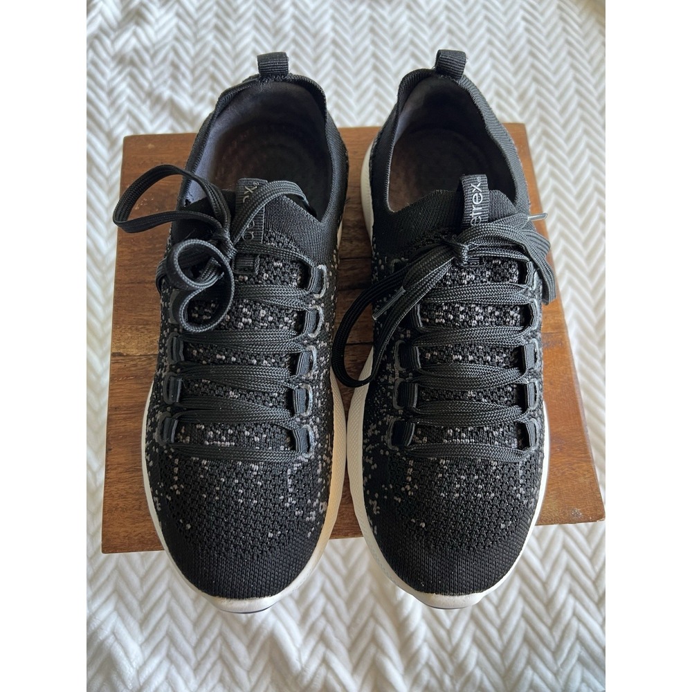 Aetrex Carly Women's Size 7 Black Knit Lace Up Comfort Walking Sneakers